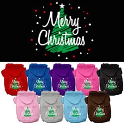 Scribbled Merry Christmas Screenprint Pet Hoodies