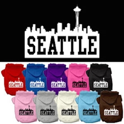 Seattle Skyline Screen Print Pet Hoodies