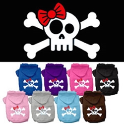 Skull Crossbone Bow Screen Print Pet Hoodies