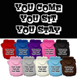 You Come, You Sit, You Stay Screen Print Pet Hoodies