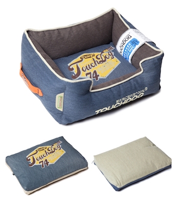 Midnight Blue Touchdog Original Sporty Vintage Throwback Reversible Plush Rectangular Dog Bed