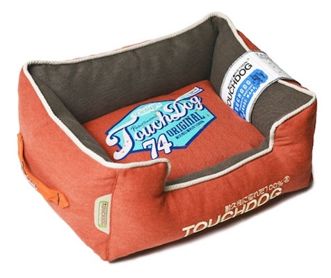 Orange Touchdog Original Sporty Vintage Throwback Reversible Plush Rectangular Dog Bed