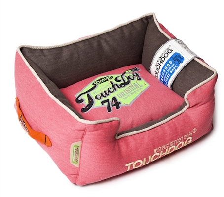 Flamingo Pink Touchdog Original Sporty Vintage Throwback Reversible Plush Rectangular Dog Bed