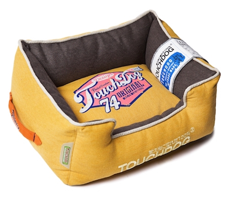 Yellow Lemon Touchdog Original Sporty Vintage Throwback Reversible Plush Rectangular Dog Bed