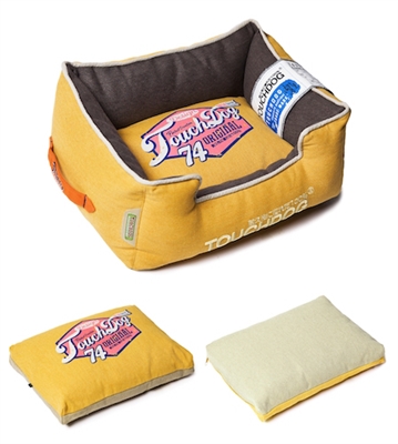 Yellow Lemon Touchdog Original Sporty Vintage Throwback Reversible Plush Rectangular Dog Bed