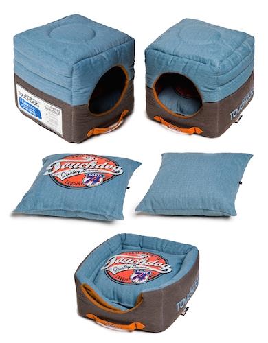 Touchdog Convertible And Reversible Vintage Printed Squared 2-In-1 Collapsible Dog House Bed