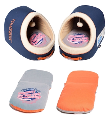 Ocean Blue Touchdog Indoor Active-Play Exquisite Panoramic Designer Vintage Emblem Dog Bed 