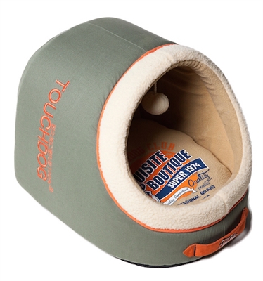 Charcoal Grey Touchdog Indoor Active-Play Exquisite Panoramic Designer Vintage Emblem Dog Bed