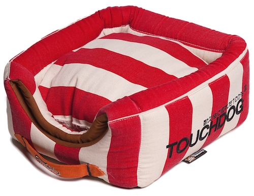 Touchdog Polo-Striped Convertible And Reversible Squared 2-In-1 Collapsible Dog House Bed