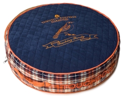 Royal Blue Touchdog Bark-Royale Posh Rounded And Raised Designer Fleece Plaid Dog Bed