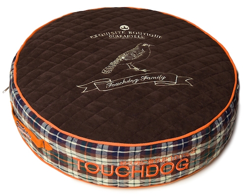 Dark Brown Touchdog Bark-Royale Posh Rounded And Raised Designer Fleece Plaid Dog Bed