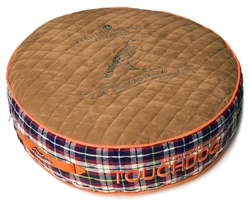 Light Brown Touchdog Bark-Royale Posh Rounded And Raised Designer Fleece Plaid Dog Bed