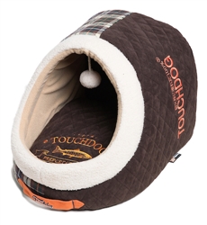 Dark Brown Touchdog Diamond Stitched Active-Play Indoor Panoramic Designer Dog Bed