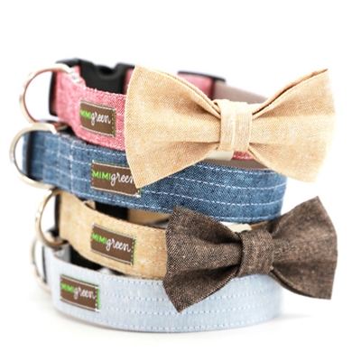 Bow Tie Linen Dog Collar
