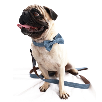 Bow Tie Linen Dog Collar