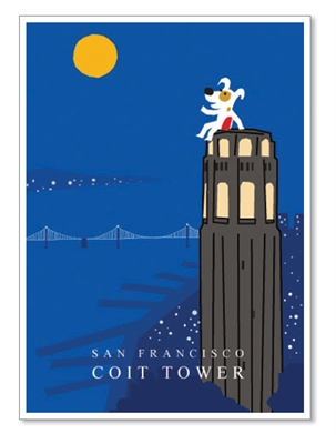 SF, Coit Tower - Rocket Launch Greeting Cards