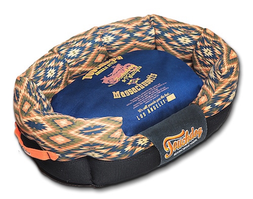 Midnight Blue Touchdog 70'S Vintage-Tribal Throwback Diamond Patterned Ultra-Plush Rectangular Rounded Dog Bed