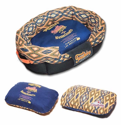 Midnight Blue Touchdog 70'S Vintage-Tribal Throwback Diamond Patterned Ultra-Plush Rectangular Rounded Dog Bed