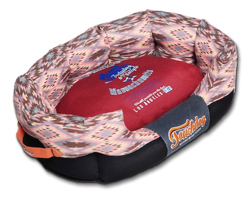Sangria Pink Touchdog 70'S Vintage-Tribal Throwback Diamond Patterned Ultra-Plush Rectangular Rounded Dog Bed