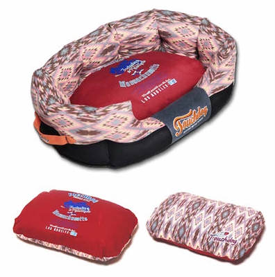 Sangria Pink Touchdog 70'S Vintage-Tribal Throwback Diamond Patterned Ultra-Plush Rectangular Rounded Dog Bed