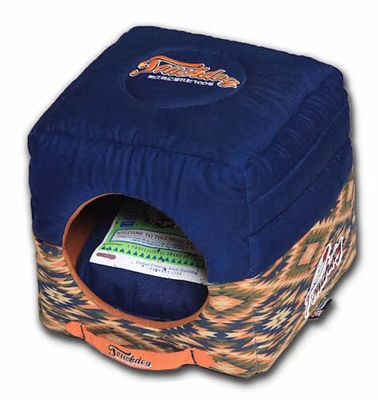 Touchdog 70'S Vintage-Tribal Throwback Convertible And Reversible Squared 2-In-1 Collapsible Dog House Bed