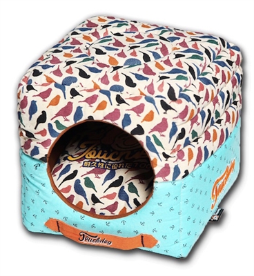 Touchdog Chirpin-Avery Convertible And Reversible Squared 2-In-1 Collapsible Dog House Bed