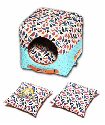Touchdog Chirpin-Avery Convertible And Reversible Squared 2-In-1 Collapsible Dog House Bed