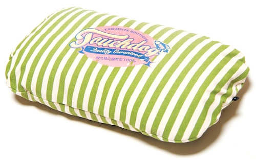 Apple Green Touchdog Neutral-Striped Ultra-Plush Rectangular Rounded Designer Dog Bed