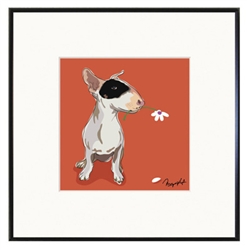 Framed Print: Bull Terrier W/ Daisy