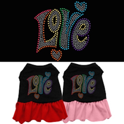 Technicolor Love Rhinestone Pet Dress