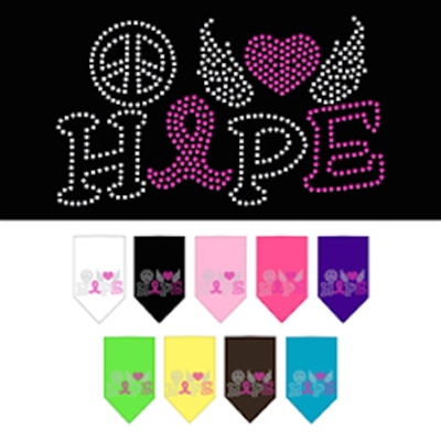 Peace Love Hope Breast Cancer Rhinestone Pet Bandana