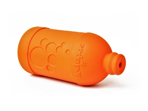 SodaPup Natural Rubber Beer Bottle Large Treat Dispenser  Slow Feeder Dog Chew Toy - Orange - Made in USA
