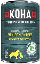 KOHA 90% Venison with Fresh Blueberries - 13oz Cans - Limited Ingredient Diet