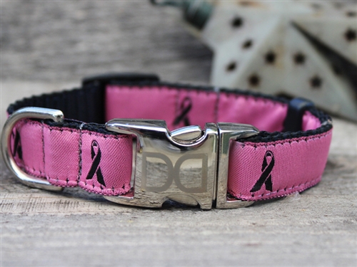 Breast Cancer Awareness Pink Collar and Leash Set All Metal Buckles