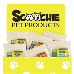 Dump Display of Mint & Chicken Mr. Scooch Dental Chews - 10oz Bags