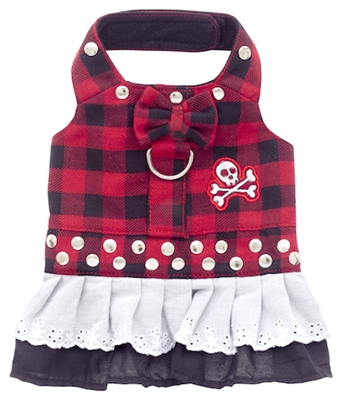 Red Buffalo Plaid Biker Bow Dress