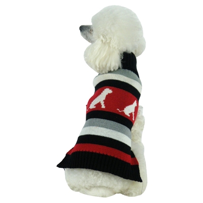 Dog Patterned Fashion Ribbed Turtle Neck Pet Sweater