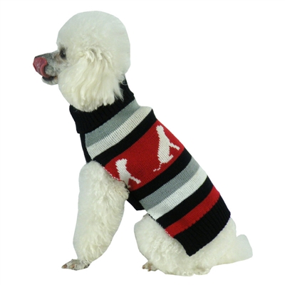 Dog Patterned Fashion Ribbed Turtle Neck Pet Sweater
