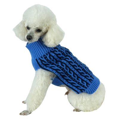 Dual Color Weaved Heavy Cable Knitted Fashion Designer Dog Sweater