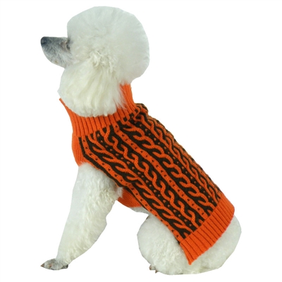 Dual Color Weaved Heavy Cable Knitted Fashion Designer Dog Sweater