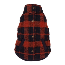 Orange/Navy Plaid Bouclé Coat