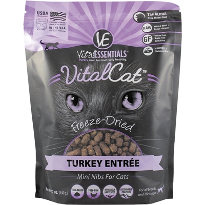 Vital Essentials Freeze Dried Tender & Tasty Turkey Nibblets for Cats - 12 oz
